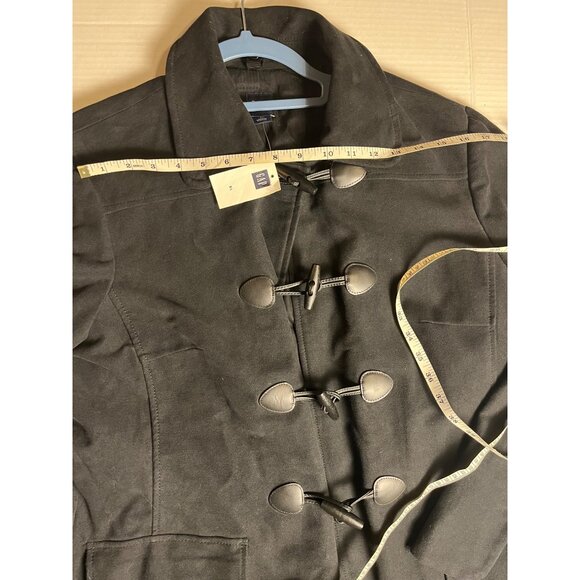 NWT Gap Women's Black Lined Pea Coat XL toggles midi length preppy dress coat - Picture 12 of 15